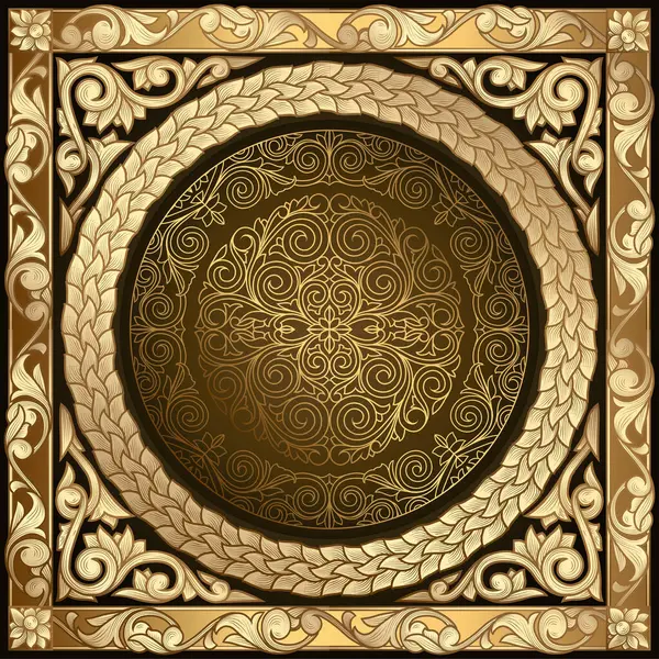Золота Орнаментальна Квіткова Декоративна Старовинна Порожня Листівка Векторна Графіка