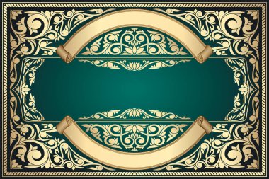 Altın süslü sanat deco vintage boş kart