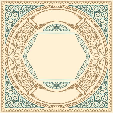 Dekoratif retro çiçekli boş kart