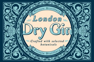 Kuru cin - süslü klasik dekoratif etiket