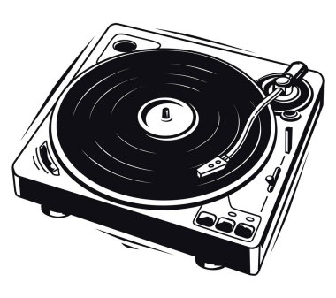 Siyah beyaz turntable müzik çalar.
