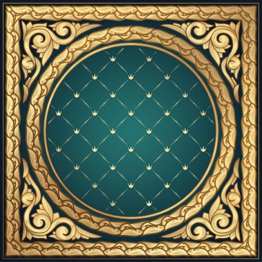 Altın süslü sanat deco vintage boş kart