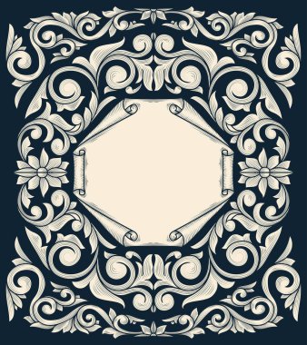 Dekoratif retro çiçekli boş kart