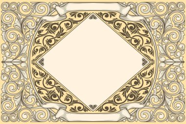 Dekoratif retro çiçekli boş kart şablonu