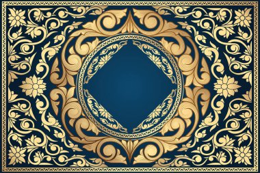Altın süslü sanat deco vintage boş kart
