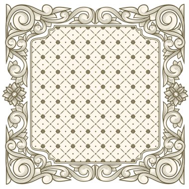 Dekoratif tek renkli retro çiçekli boş kart şablonu