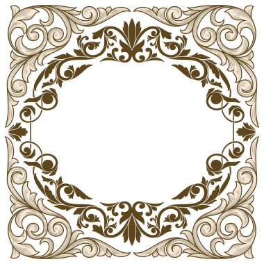 Dekoratif retro çiçekli boş kart şablonu