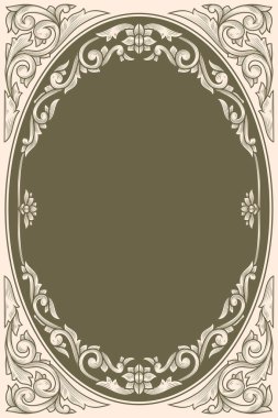 Dekoratif retro çiçekli boş çerçeve şablonu