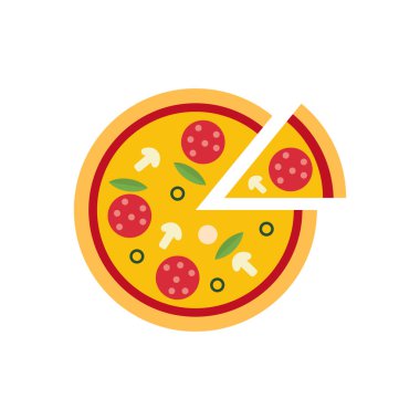Fresh pizza with tomato. Flat style illustration