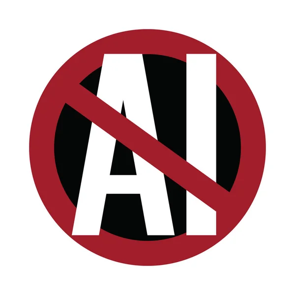 Znak Anty Nie Dla Obrazów Generowanych Przez Sztuczną Inteligencję Protest — Wektor stockowy