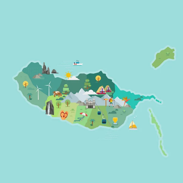 Stylizovaná Mapa Madeiry Turistická Cestovní Mapa Stock Ilustrace