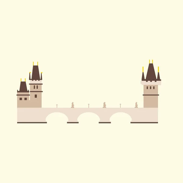 布拉格的查尔斯桥平面风格插图 — 图库矢量图片