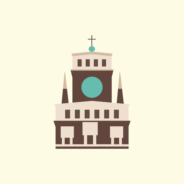 Iglesia Del Sagrado Corazón Nuestro Señor Praga Ilustración Estilo Plano — Vector de stock