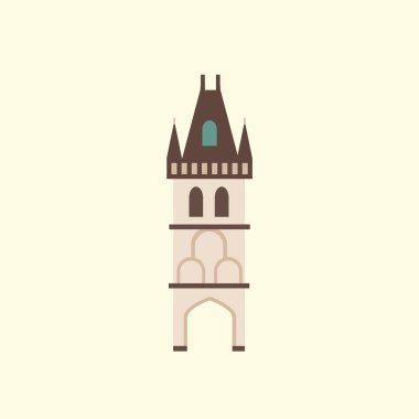 Prag 'daki Pudra Kulesi. Düz biçim illüstrasyonu.