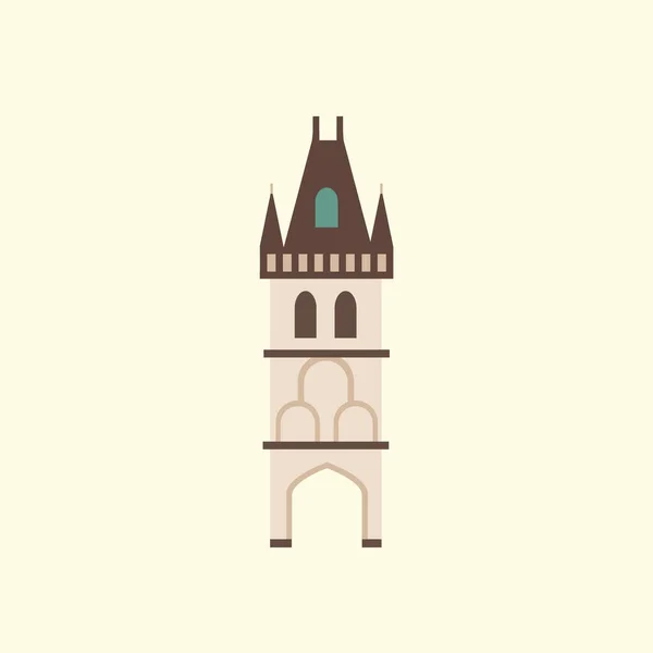 Torre Dos Pólvora Praga Ilustração Estilo Plano — Vetor de Stock