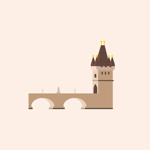 Charles Bridge Prague Flat Style Illustration — Stock Vector