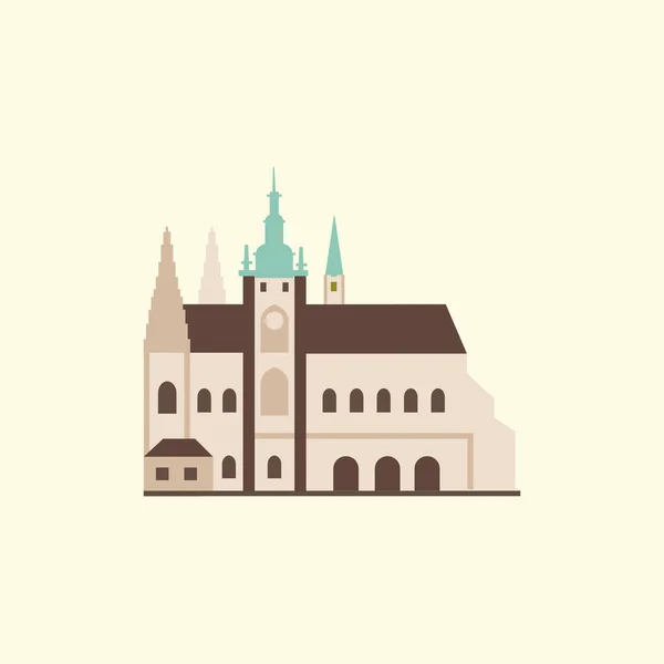 Prague Castle Flat Style Illustration — Stock Vector