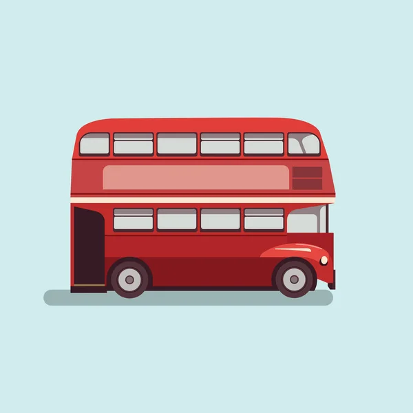Autobus Due Piani Londra Illustrazione Stile Piatto — Vettoriale Stock