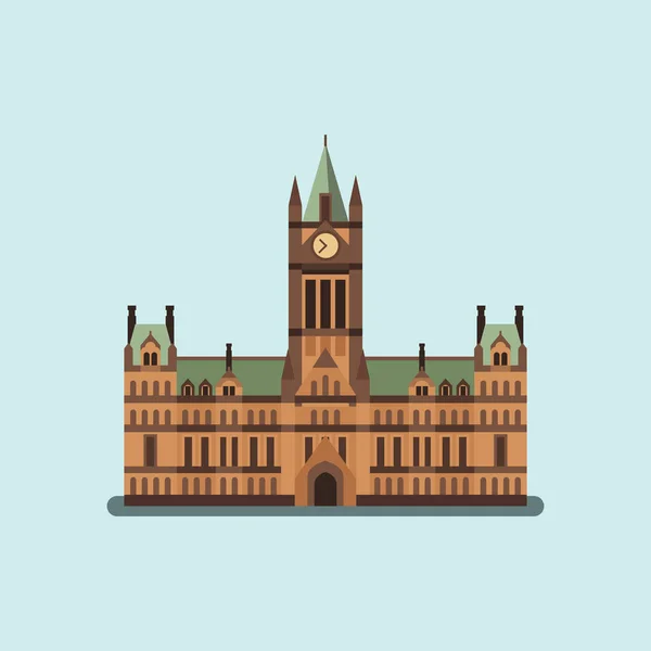 曼彻斯特市政厅 平面风格插图 — 图库矢量图片