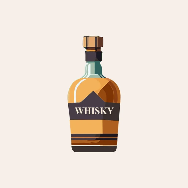 Botella Whisky Ilustración Estilo Plano — Vector de stock