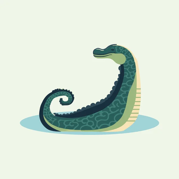 Loch Ness Monster Nessie Ilustrace Plochého Stylu Stock Vektory