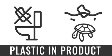 Plastic In Product. Wet wipes. Pictogram on single-use products.