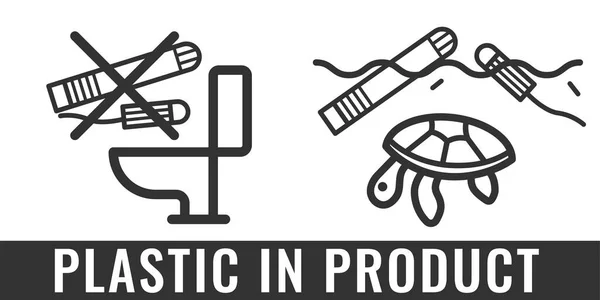 Plastik Produkcie Tampon Piktogram Dotyczący Produktów Jednorazowego Użytku — Wektor stockowy