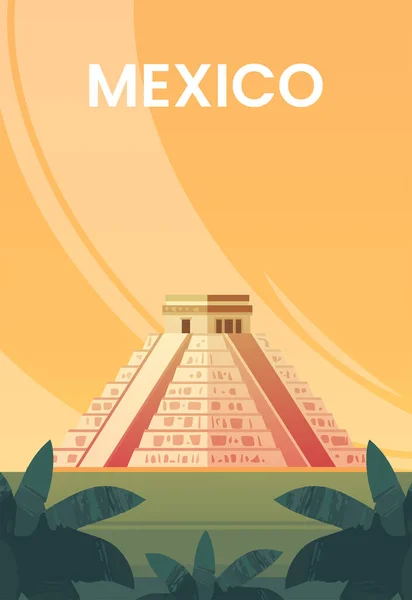 メキシコのマヤのピラミッドチチェン イッツァのククルカン寺院エル カスティロ — ストックベクタ