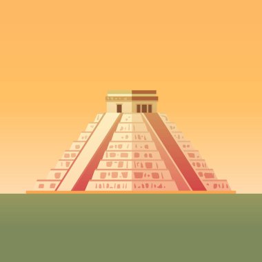 El Castillo, Chichen Itza 'nın Kukulkan Tapınağı, Meksika' daki Maya piramidi..