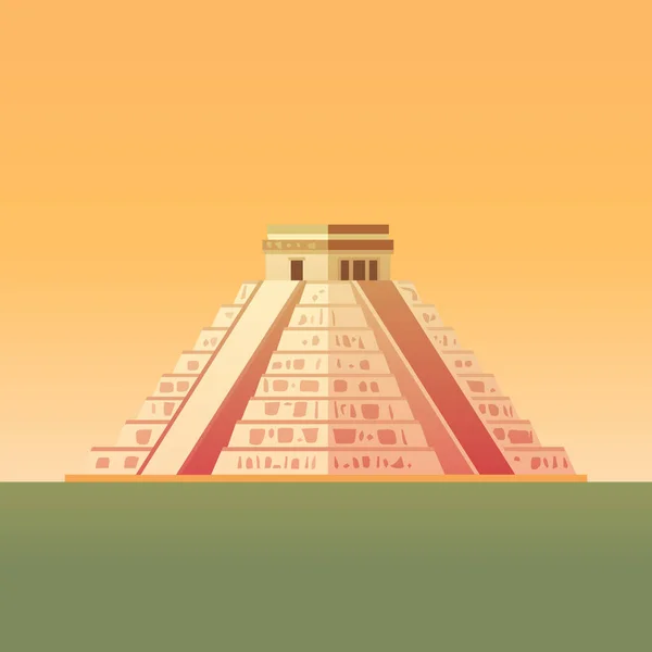 Castillo Templo Kukulkan Chichén Itzá Pirámide Maya México — Vector de stock