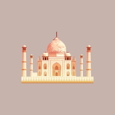 Taj Mahal. Kızılderili simgesi. Düz vektör illüstrasyonu.