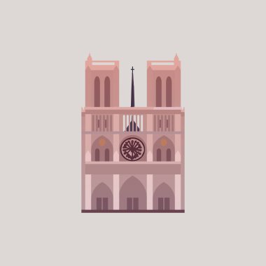 Notre-Dame de Paris. Düz biçim illüstrasyonu