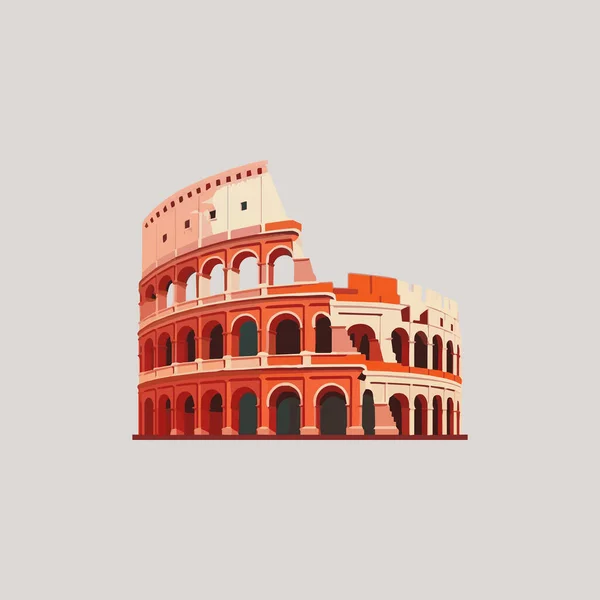 Colosseum Rom Platt Stil Illustration — Stock vektor