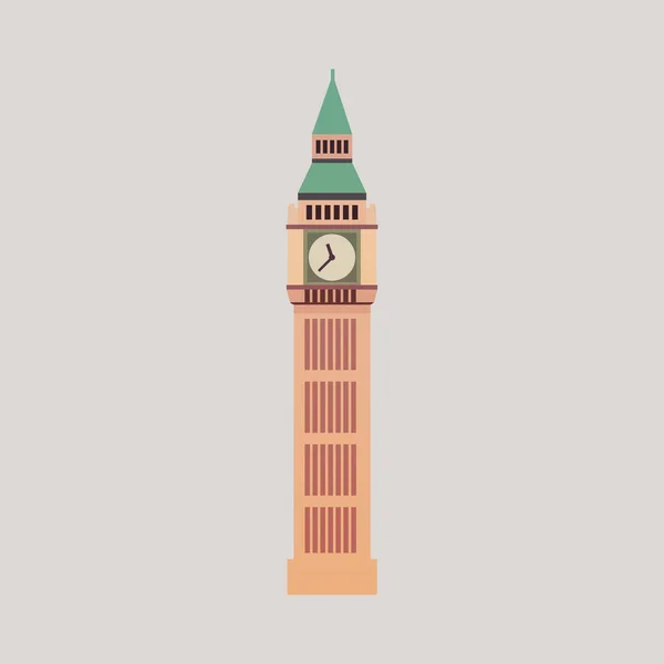 Big Ben London Flat Style Illustration — Stok Vektör