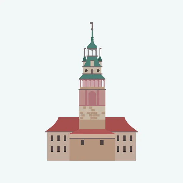 Château Cesky Krumlov Tour Illustration Style Plat — Image vectorielle