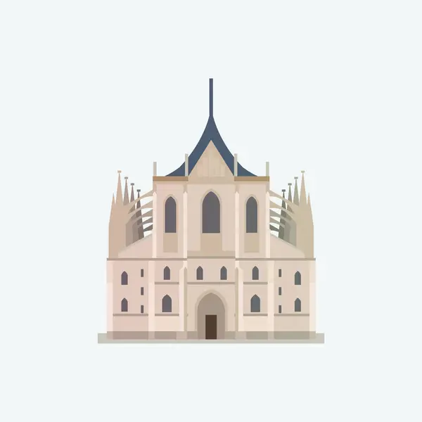 Iglesia Santa Bárbara Kutna Hora Ilustración Estilo Plano — Vector de stock