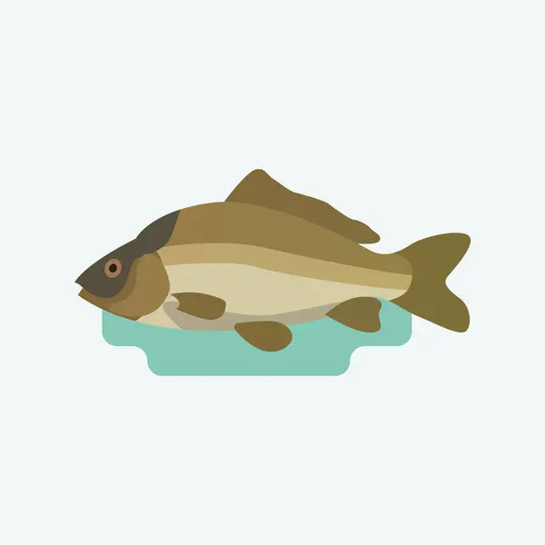 Cyprinus Carpas Pescado Ilustración Estilo Plano — Vector de stock