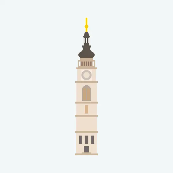 Torre Branca Hradec Kralove Ilustração Estilo Plano — Vetor de Stock