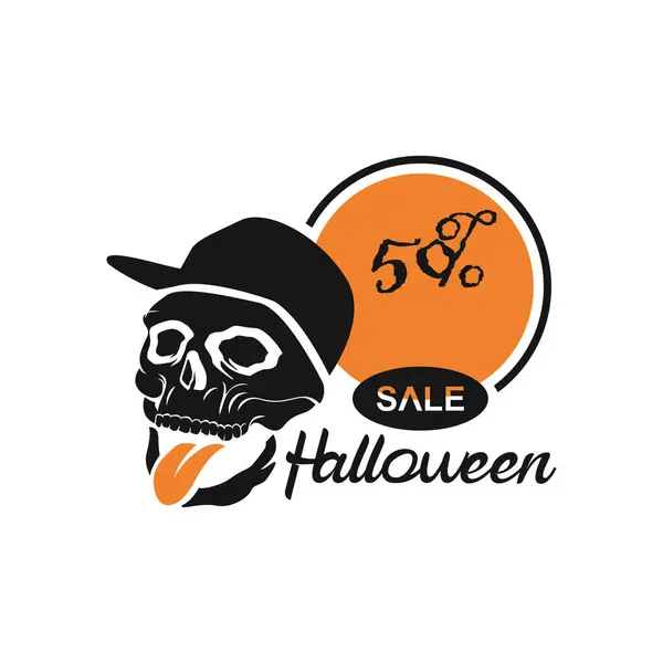 Halloween sale with skull design vector