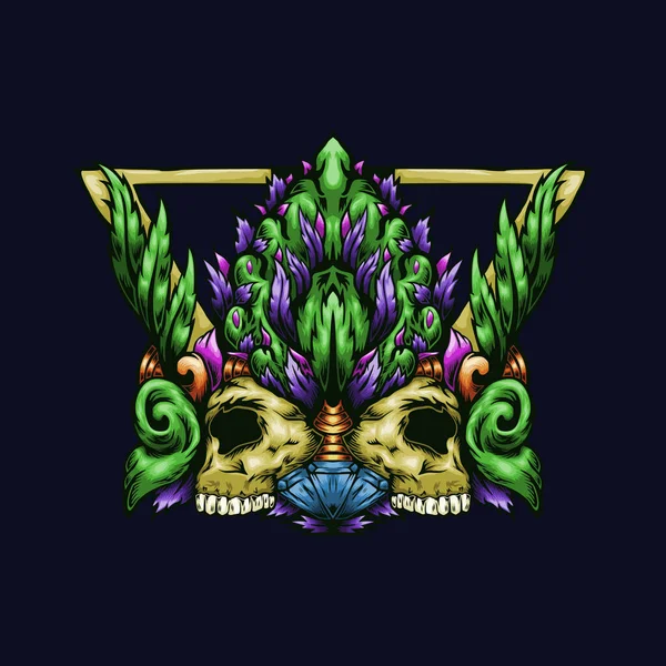 Cannabis flower with skull design vector