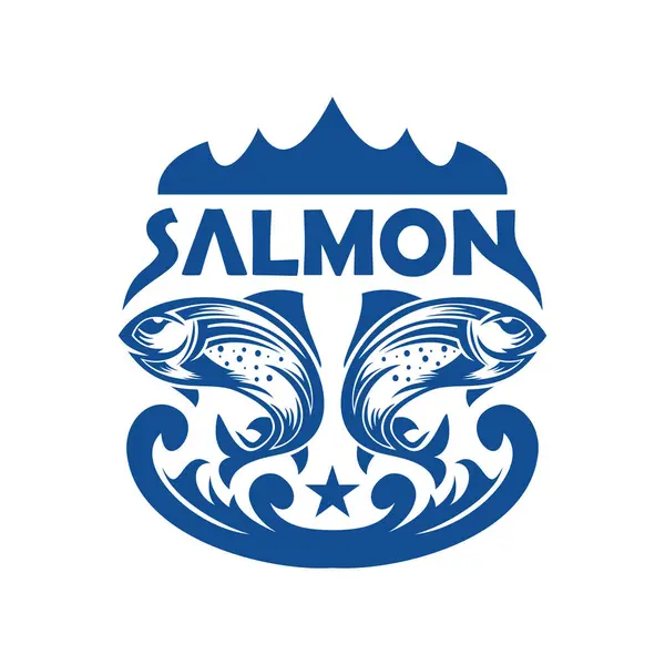 Silhouette salmon fish logo design vector