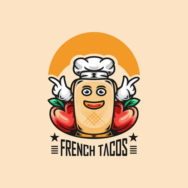 Cute character french tacos logo design