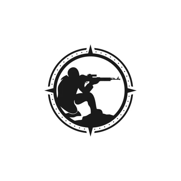 Silhouette soldier logo design vector