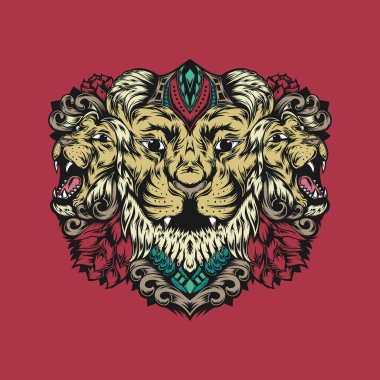 İllüstrasyon Aslan Kral yüz tasarım vektörü