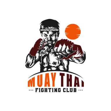 Muai Thai logo siluet tasarım vektörü