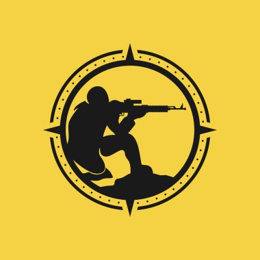 Siluet asker logo tasarım vektörü