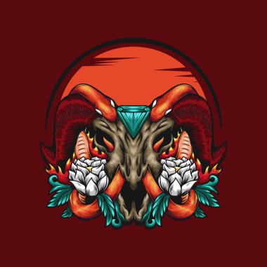 Yılan tasarımı vektörlü Kurukafa Keçisi