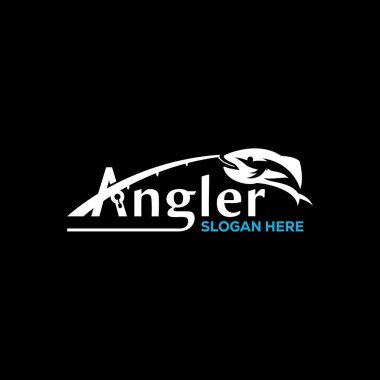 Angler logosu Spor balıkçılık tasarım vektörü