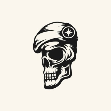 Kafatası baş beresi logo tasarım vektörü