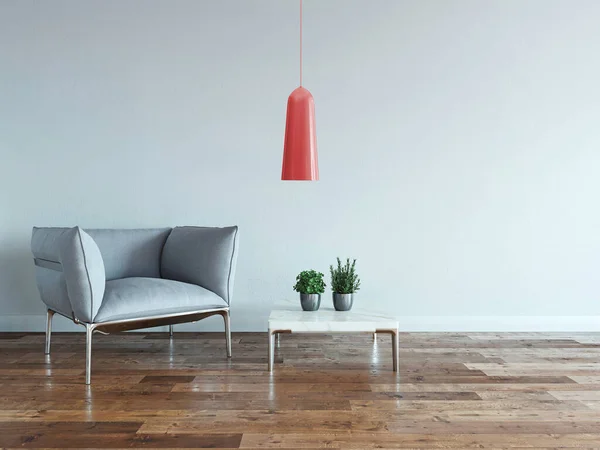 Interior Design Modern Gray Chairs Bright Empty Space Illustration — Foto de Stock